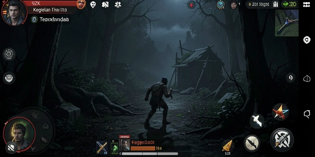 Screenshot utama 9ZK menampilkan suasana mencekam dalam gameplay.