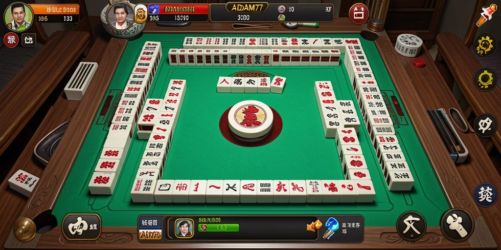 Tampilan gameplay seru dalam ADAM77 yang menampilkan strategi Mahjong.