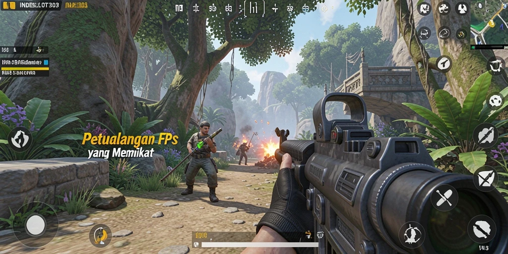 Screenshot gameplay yang menampilkan aksi intens di INDESLOT303.