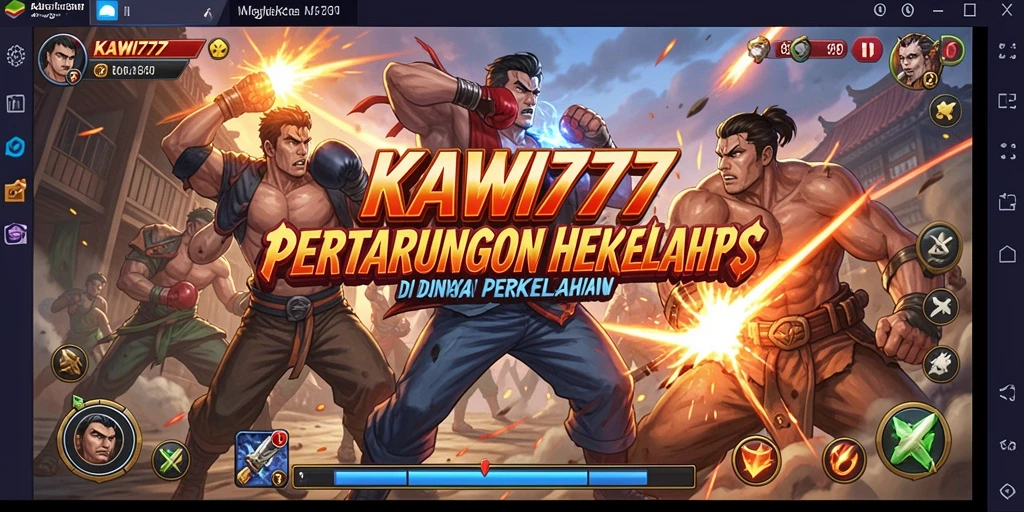 Screenshot menunjukkan pertarungan seru antara karakter di KAWI777.