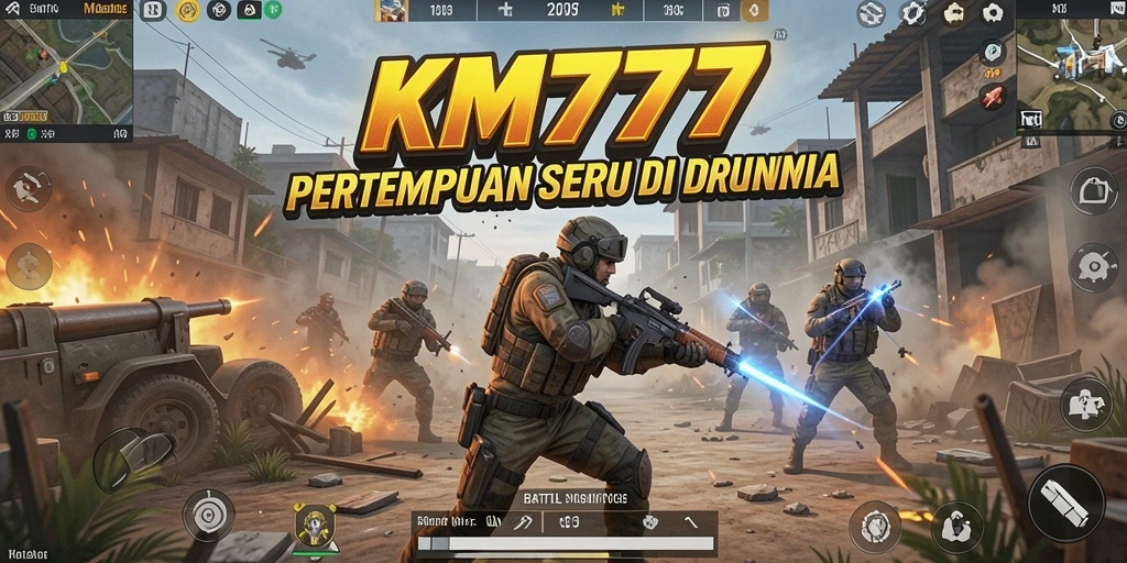 Tangkapan layar menunjukkan aksi seru dalam pertandingan Battle Royale KM777.