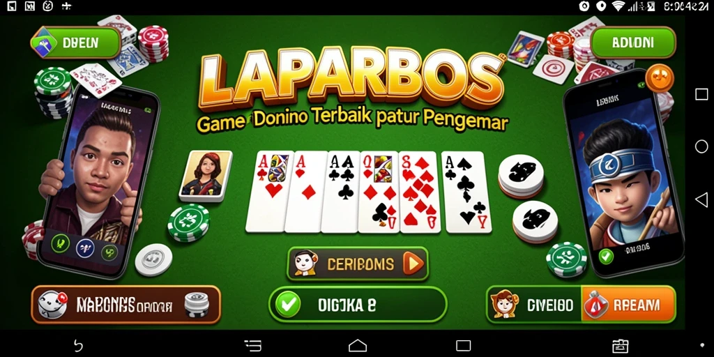 Screenshot utama LAPARBOS menampilkan gameplay domino yang seru.