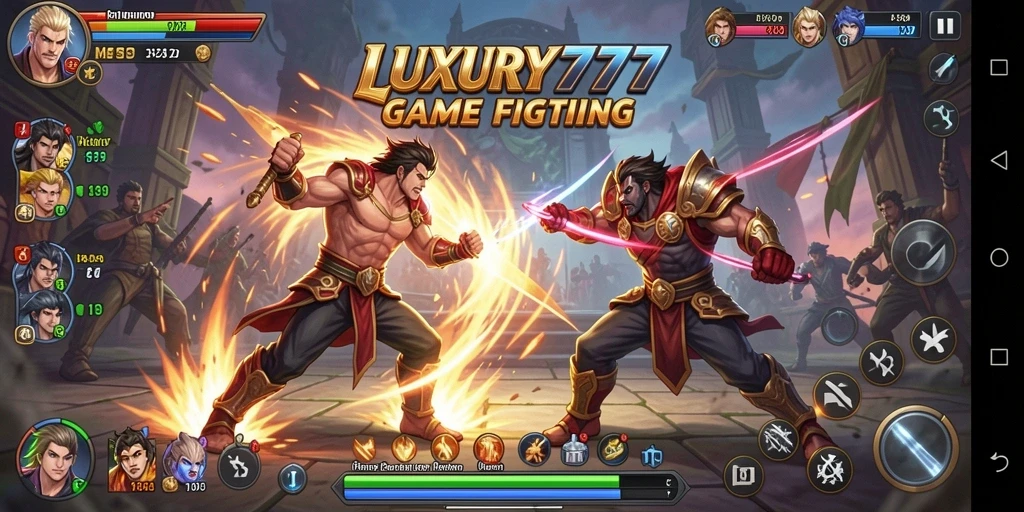 Screenshot menampilkan karakter sedang bertarung dalam <strong>LUXURY777</strong>, menampilkan aksi seru dan grafis menarik.