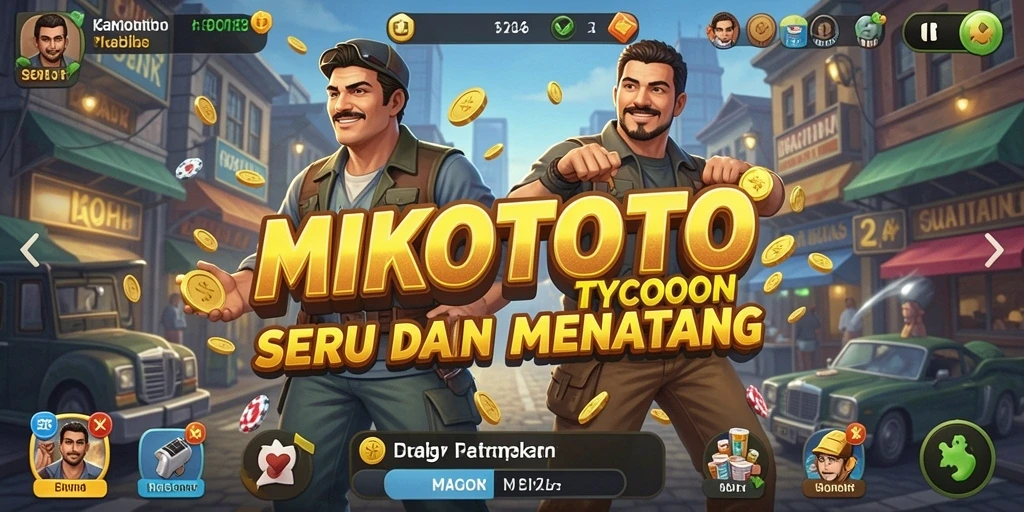 Screenshot gameplay MIKOTOTO yang menunjukkan manajemen bisnis yang seru.