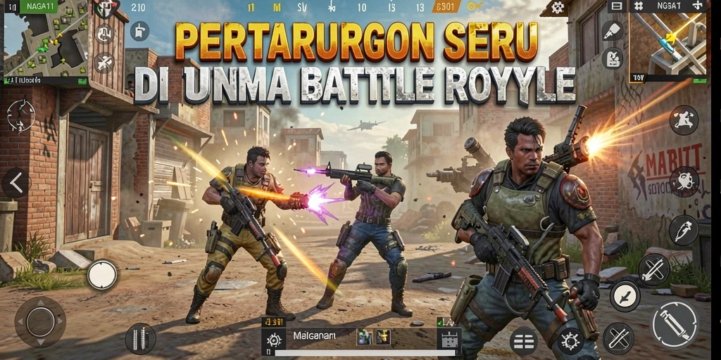 Tampilan screenshot NAGA11 dengan aksi pertempuran seru di Battle Royale.