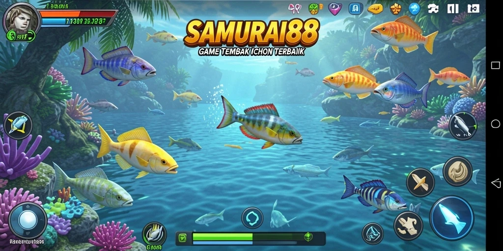 Tangkapan layar gameplay menarik dari SAMURAI88 yang menunjukkan aksi tembak ikan.