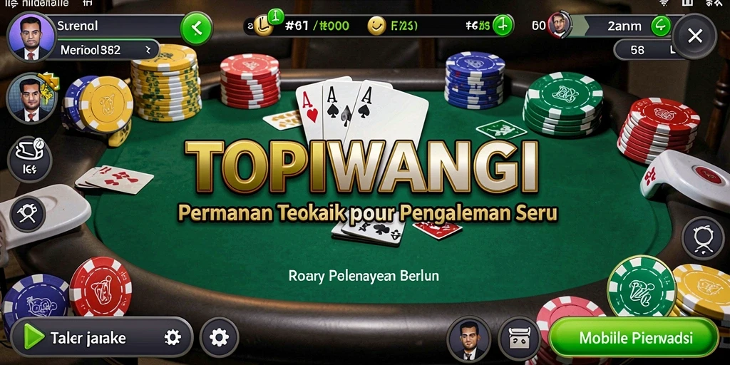 Screenshot gameplay TOPIWANGI menunjukkan suasana poker yang mendebarkan.